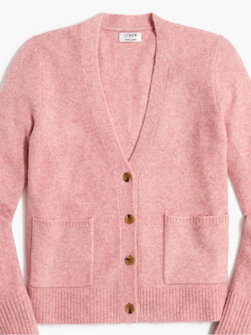 J. Crew Extra Soft Pink V-Neck Button Pocket Cardigan